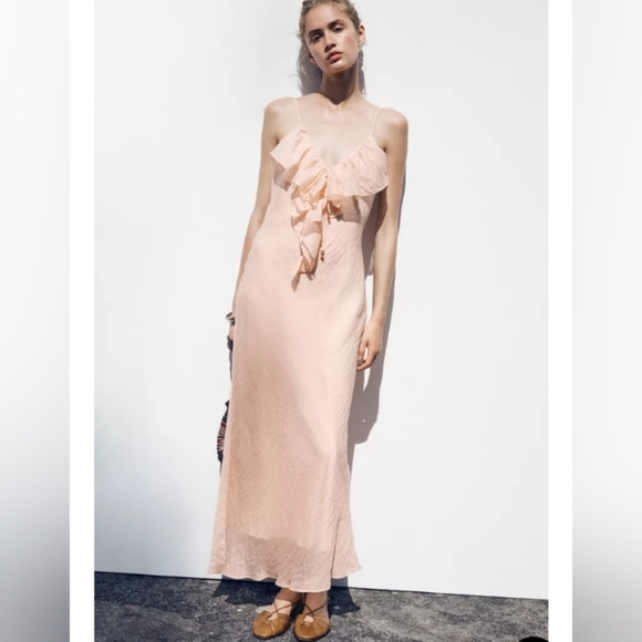 Zara Dresses & Skirts - Zara Ruffled Midi Slip Dress